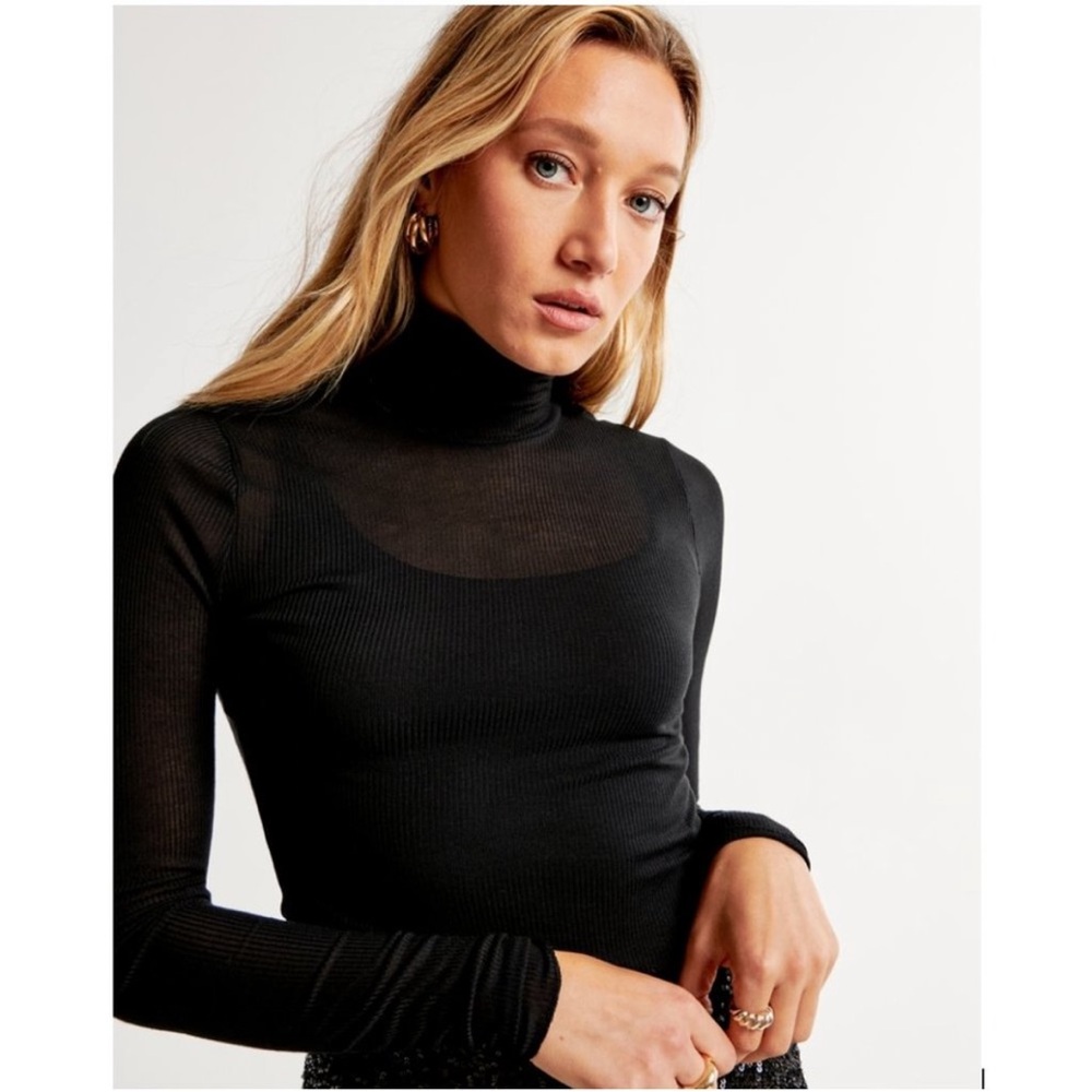 Abercrombie sheer Black Turtleneck Top